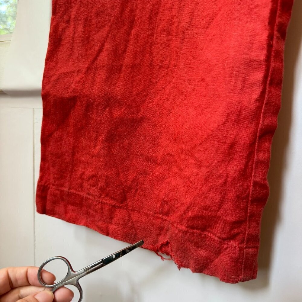 DONNI The Linen Simple Pants Wide Leg Pull on Trousers in Tomato Red - Picture 7 of 9